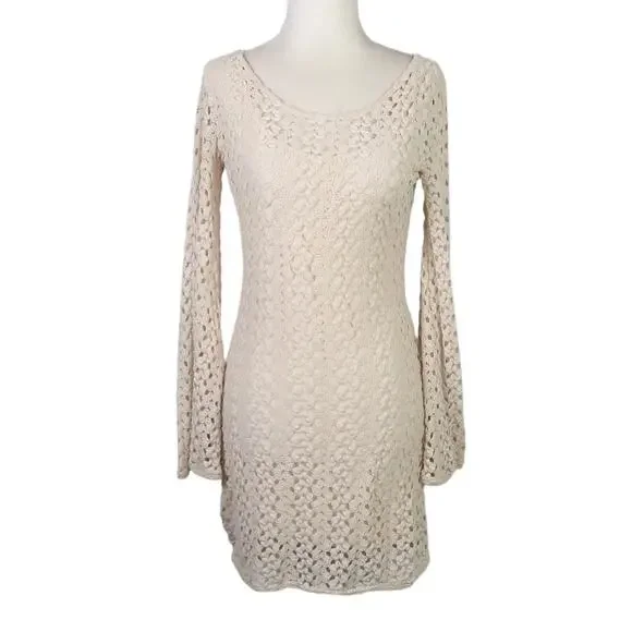 Free People Cream Crochet Mini Dress - Picture 2 of 8
